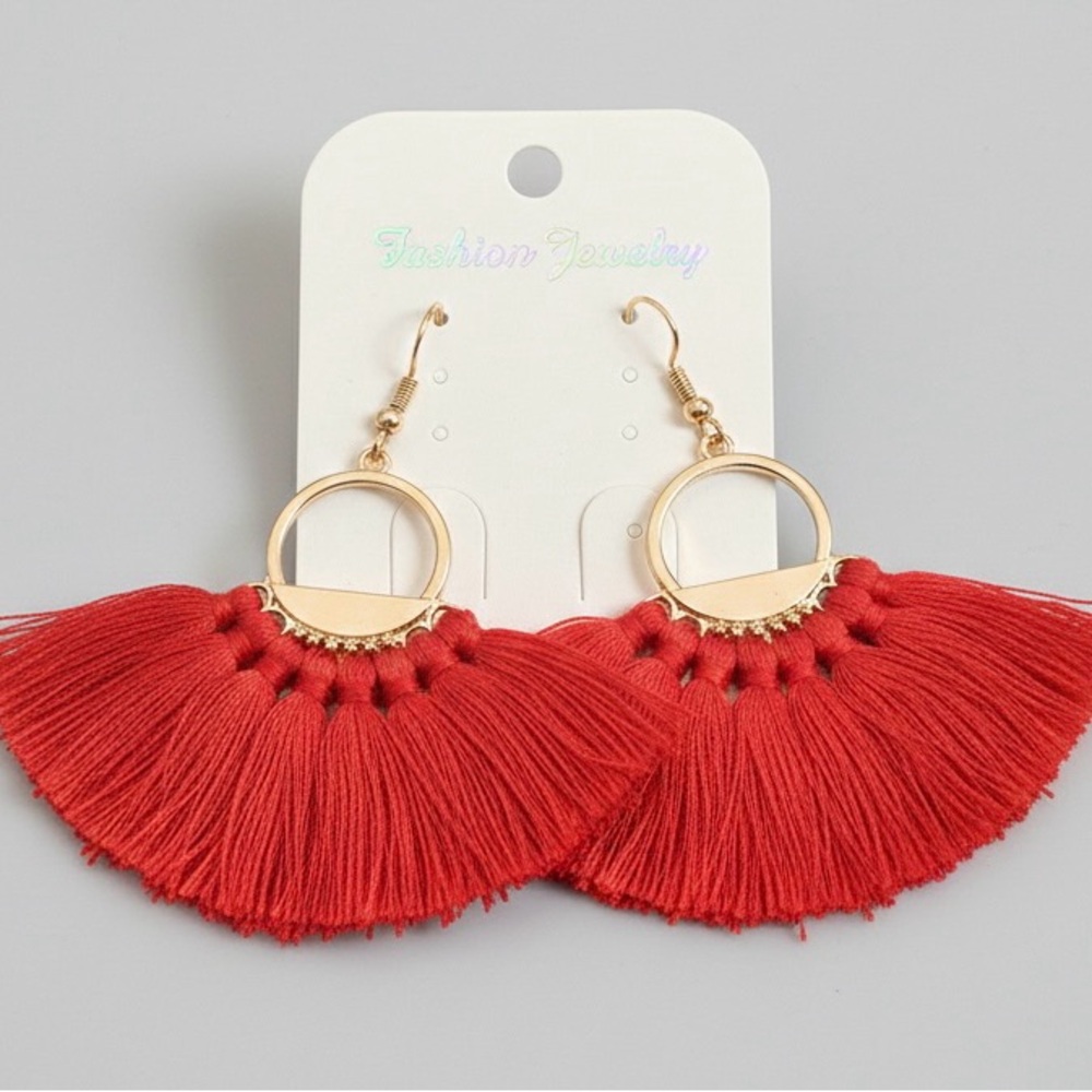 Elegant Red Tassel Earrings
